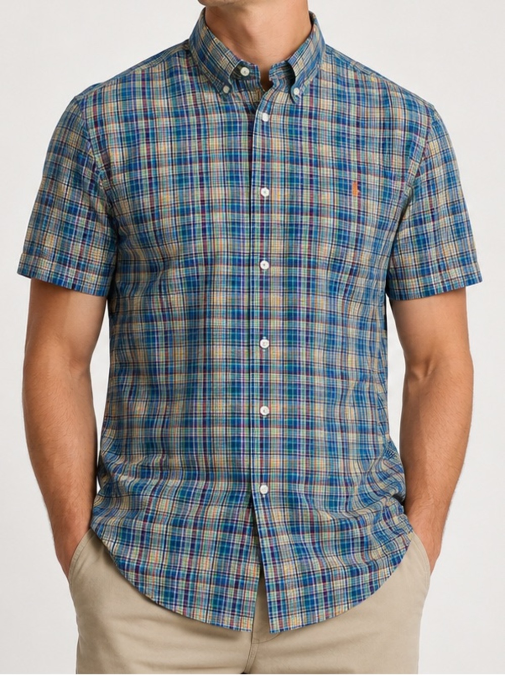 Polo Ralph Lauren Plaid Button Down Shirt Men’s Small Short Sleeve Cotton NWT